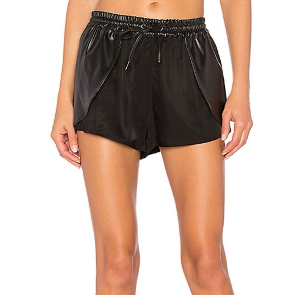 Blank NYC Women's Black Faux Leather Athletic Shorts